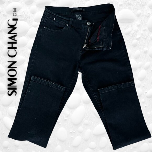 SIMON CHANG BLACK DENIM JEANS - SIZE 8 - Picture 1 of 8